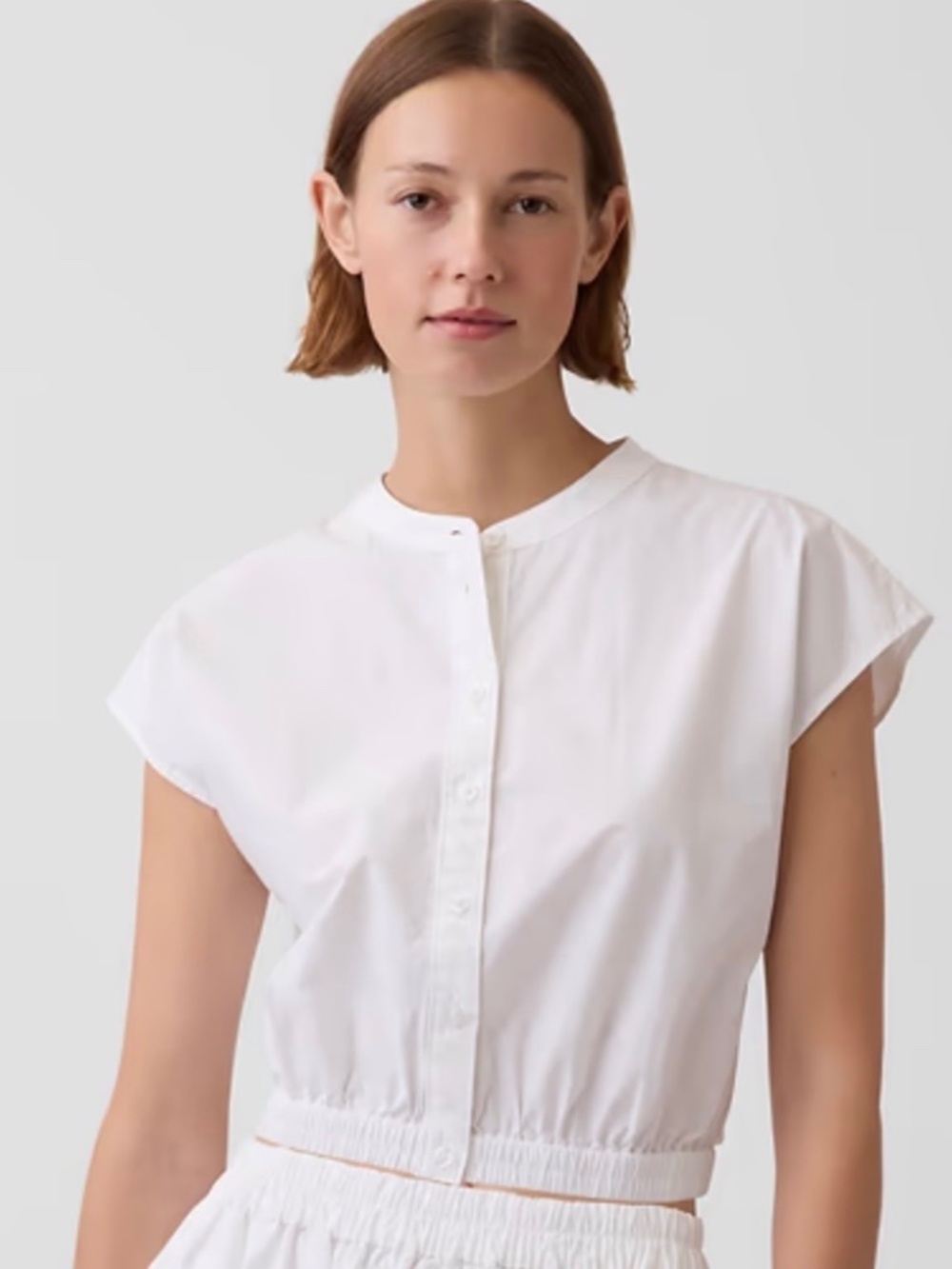 NWT Gap white poplin cap sleeve blouse